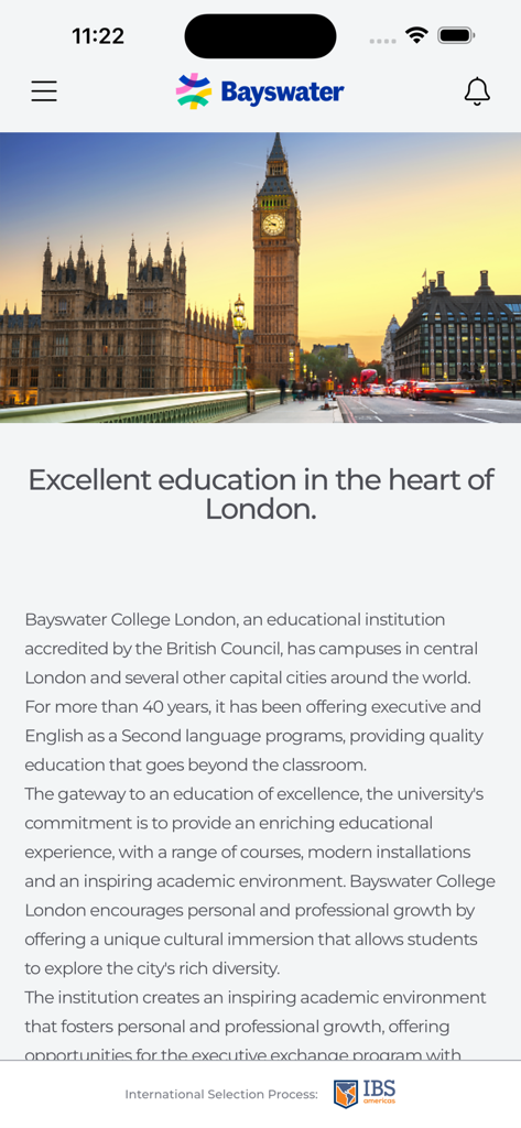 IBS Americas - Informações sobre o programa de estudos no exterior do Bayswater College em Londres