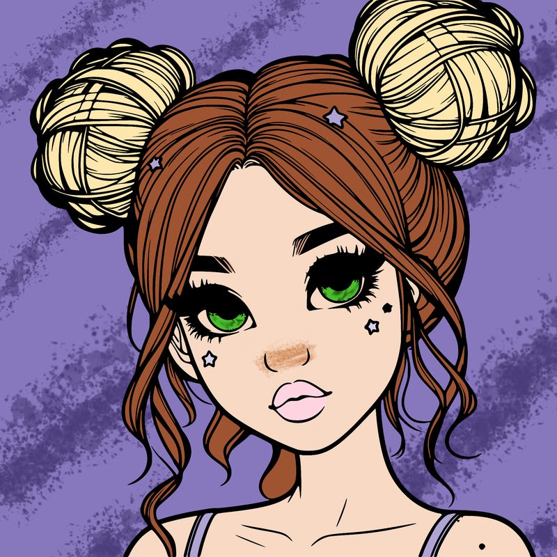 realistic girl with space buns