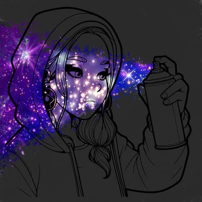 a realistic girl, spray painting