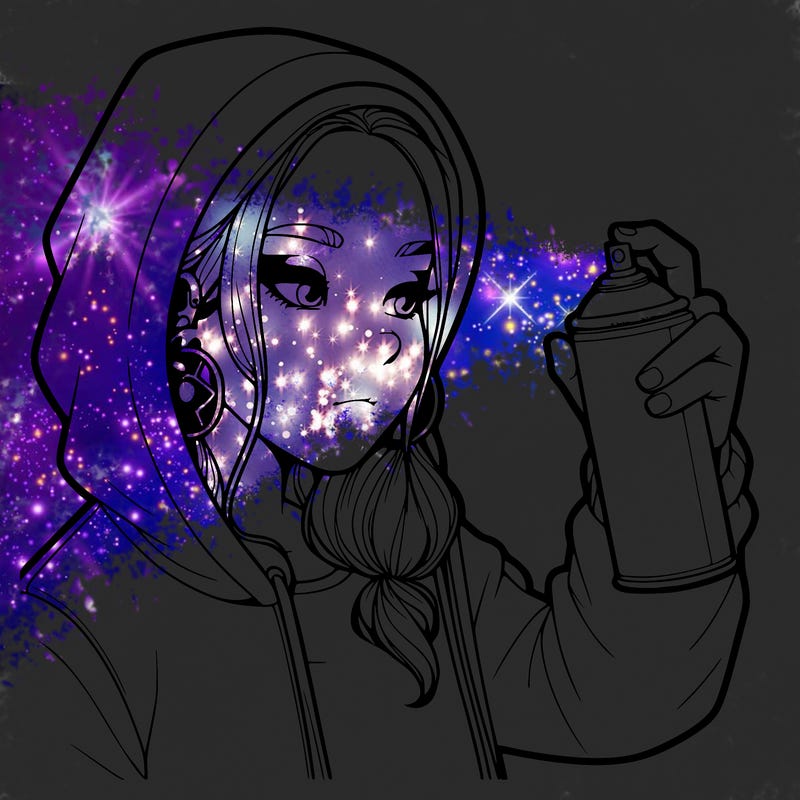 a realistic girl, spray painting