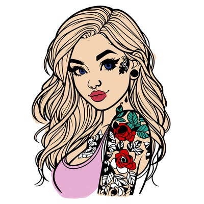 realistic girl tattooed