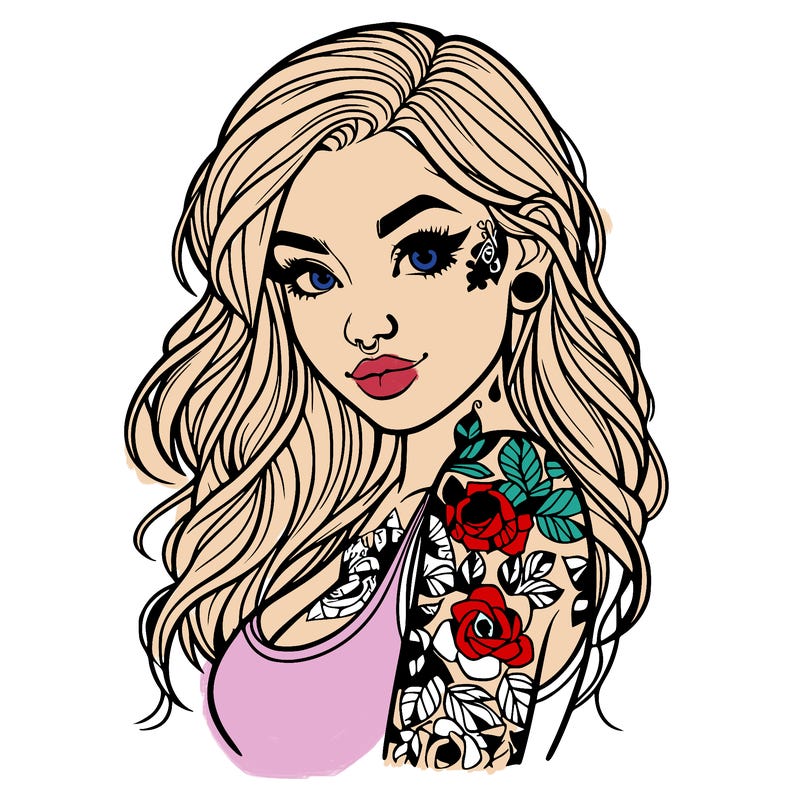 realistic girl tattooed