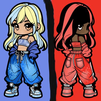 girl in crop top and baggy pants