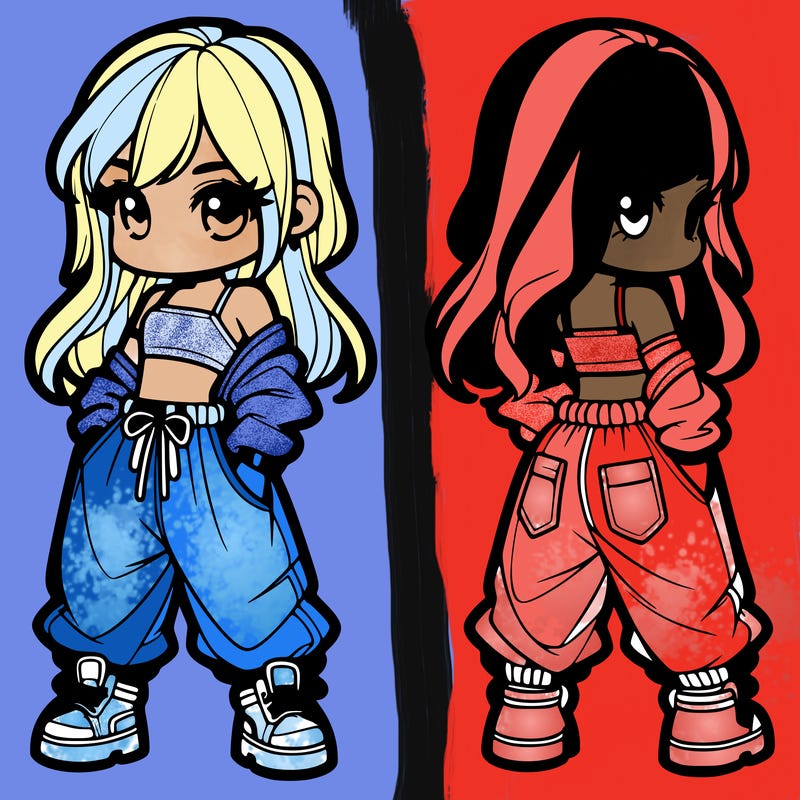 girl in crop top and baggy pants