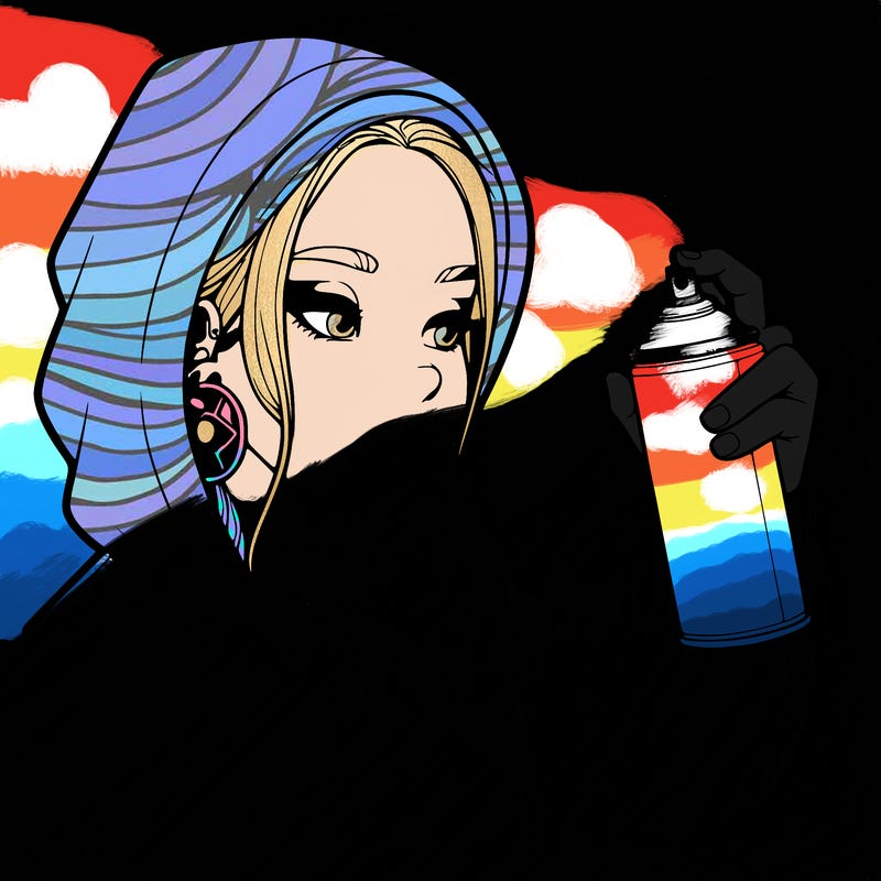 a realistic girl, spray painting