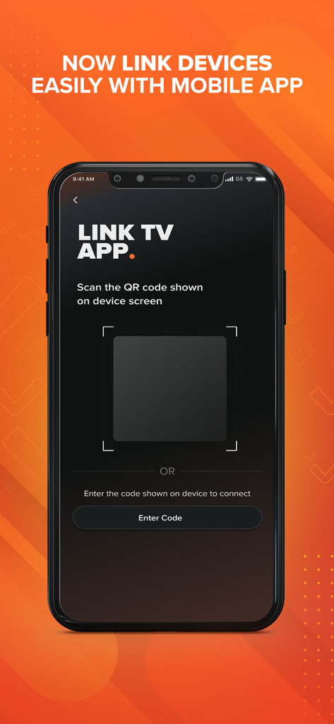 Aha app screen to link mobile devices to a TV using a QR code scanner