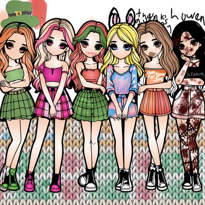 a group of girls realistic