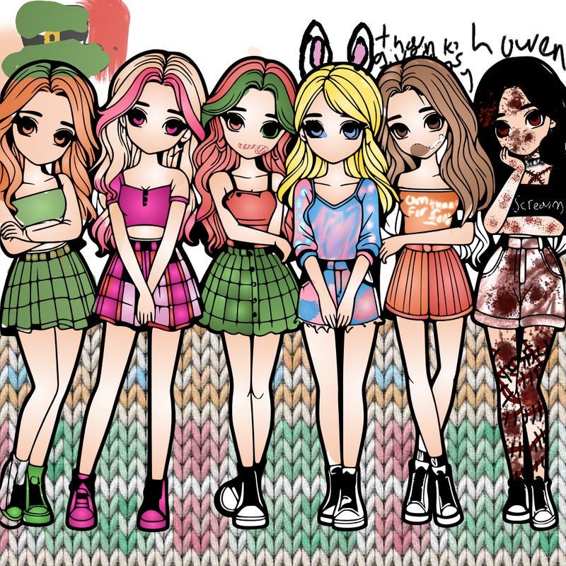 a group of girls realistic