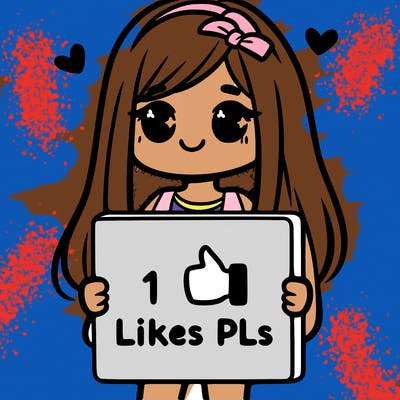 girl holding a sign saying 10 likes pls