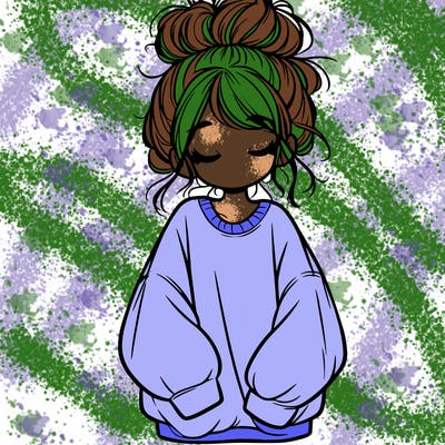 girl with baggy sweatshirt and messy bun