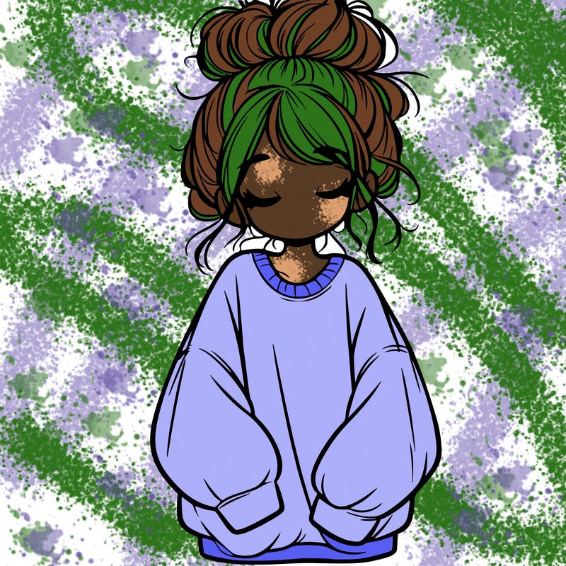girl with baggy sweatshirt and messy bun