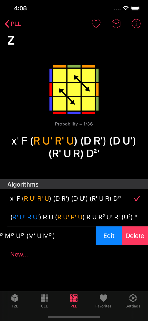 Cube CFOP - Screenshot of Cube CFOP app showing Z-Perm PLL algorithms and cube diagrams