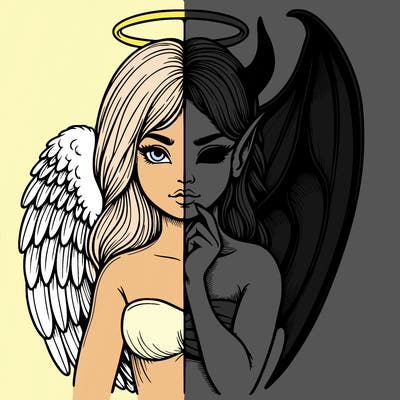 realistic angel half demon