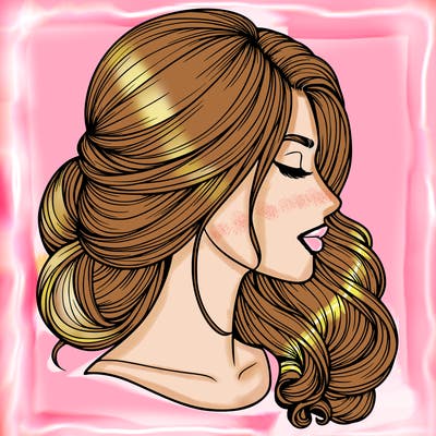 realistic woman's head & hair