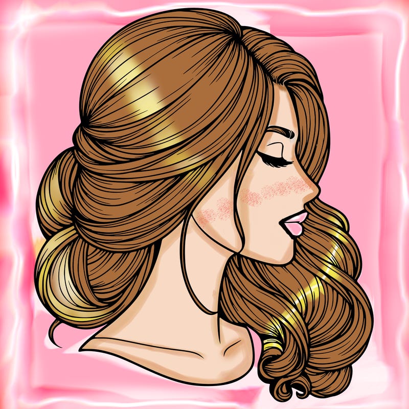 realistic woman's head & hair