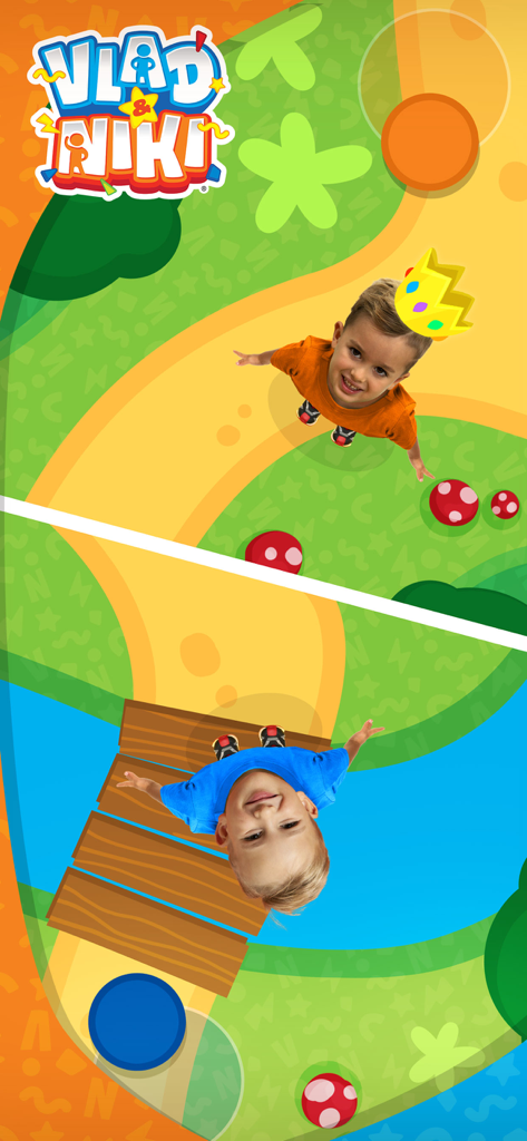 Vlad and Niki - 2 Players - Dos jugadores compitiendo en un minijuego de pantalla dividida de la app Vlad y Niki