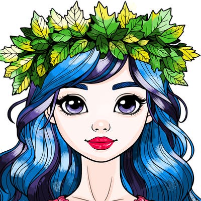 realistic girl with fall leaf crown