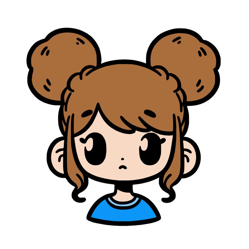a girl with a puff