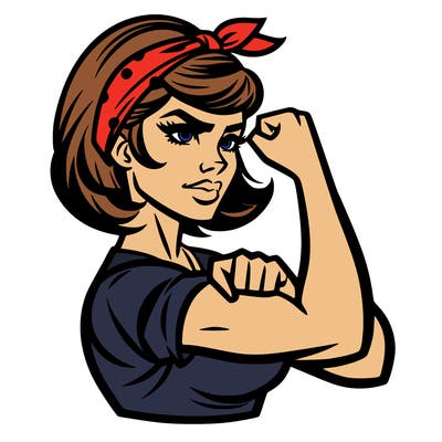 strong woman with a 60s american ad style