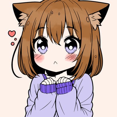 shy anime catgirl