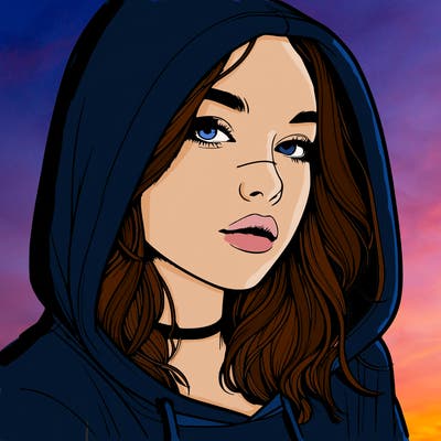 realistic girl with hood on