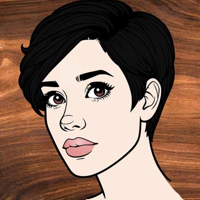 realistic woman with short styled hair