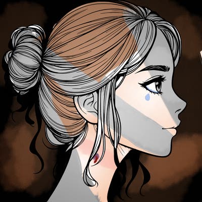 realistic face of a girl from the side