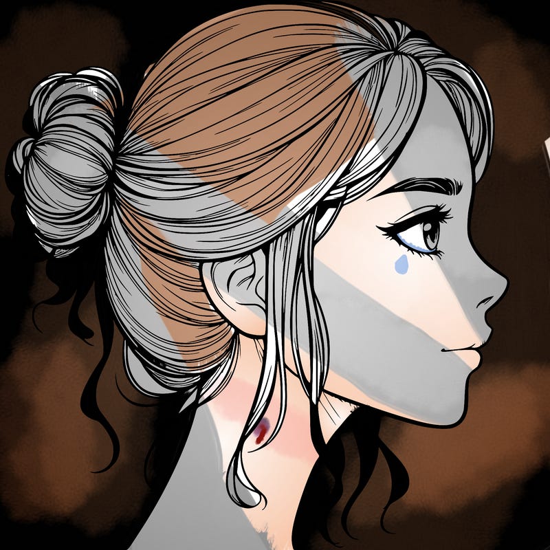 realistic face of a girl from the side