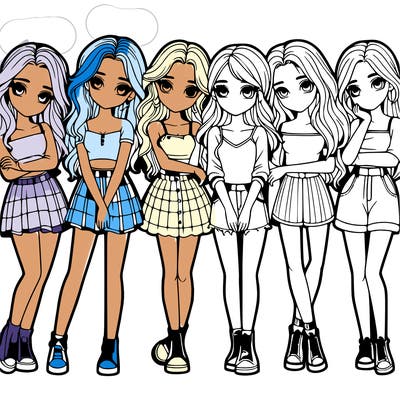 a group of girls realistic