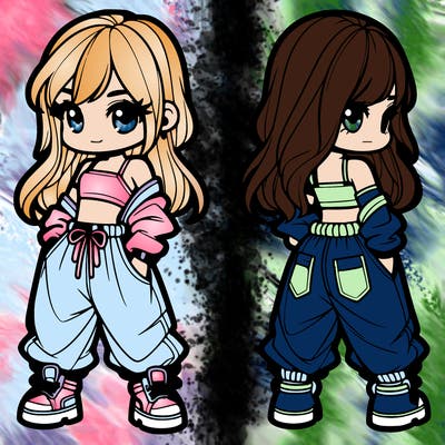 girl in crop top and baggy pants