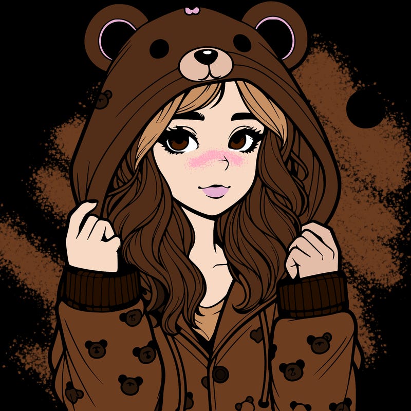 realistic girl in a animal pjs hoodie