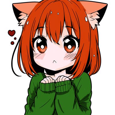 shy anime catgirl