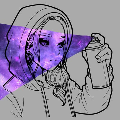 a realistic girl, spray painting