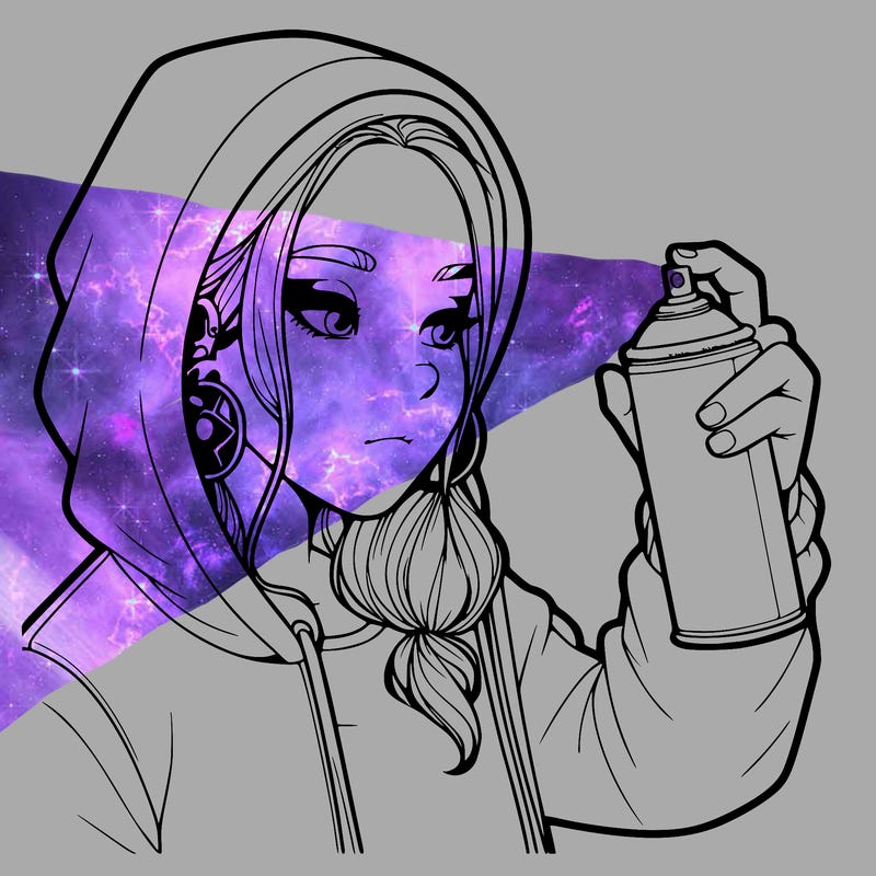 a realistic girl, spray painting