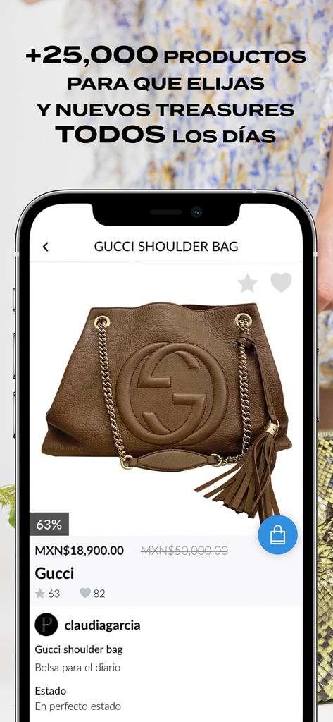 Portèlo -Luxury Fashion Market - Schermata dello smartphone che visualizza una borsa Gucci sull'app di rivendita di moda di lusso Portelo