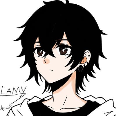 anime boy shoulder length hair and pierced ears