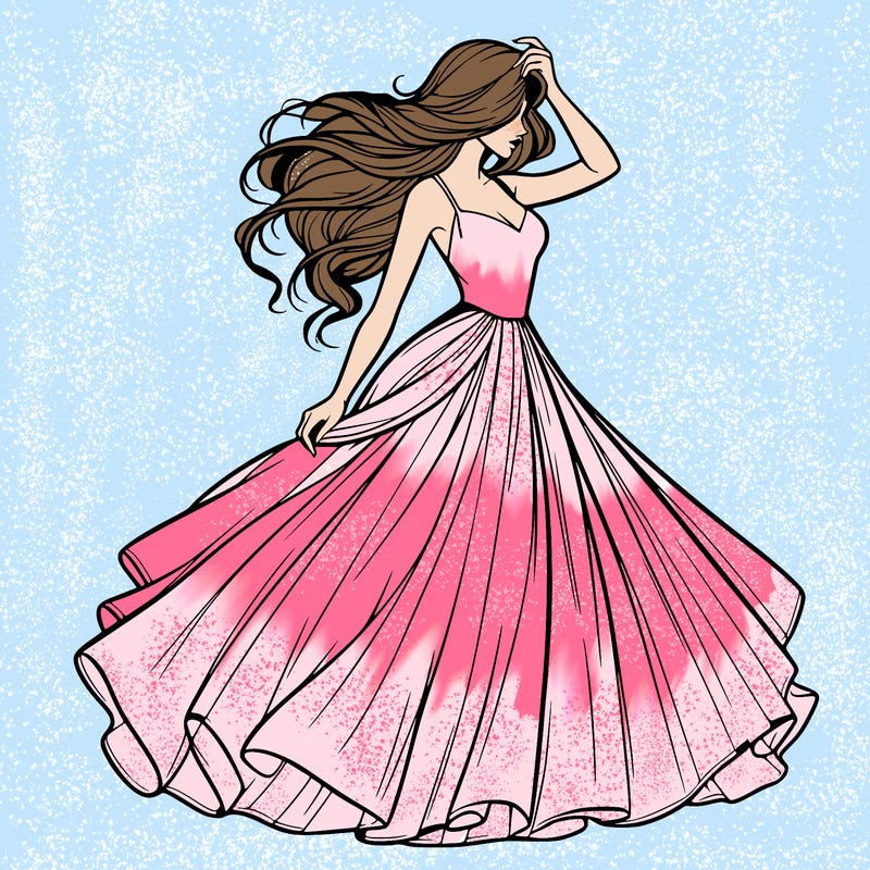 realistic woman with dress flowing in the wind