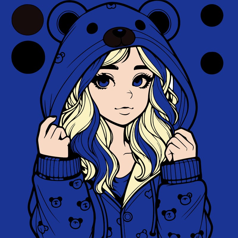 realistic girl in a animal pjs hoodie