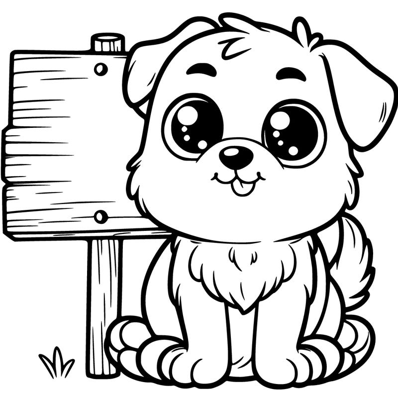 a cute dog with a blank sign