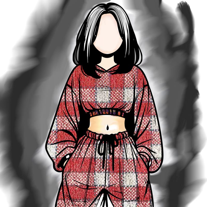 realistic girl faceless with baggy pants and a crop top