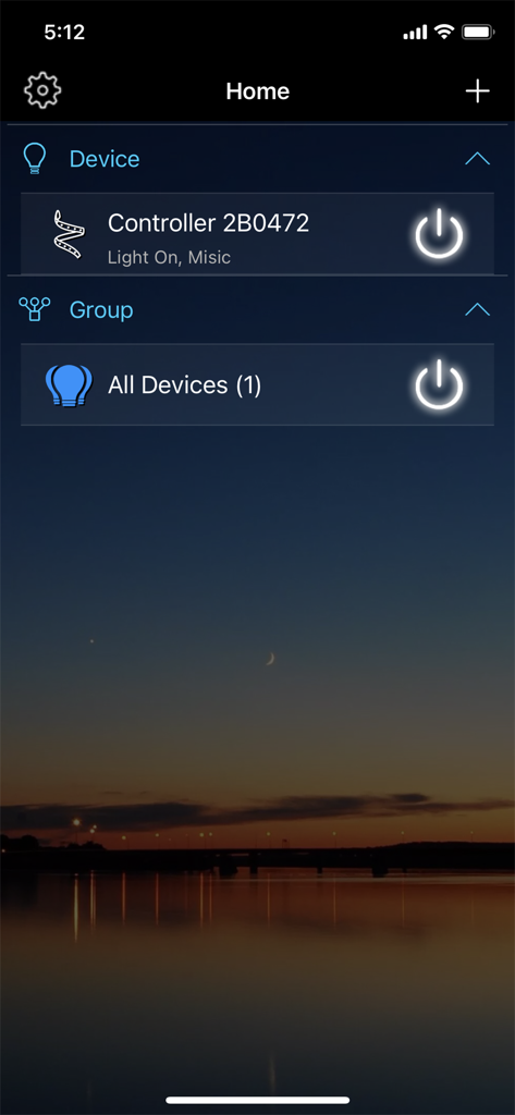 ZENGGE app home screen showing connected LED light controllers and device groups