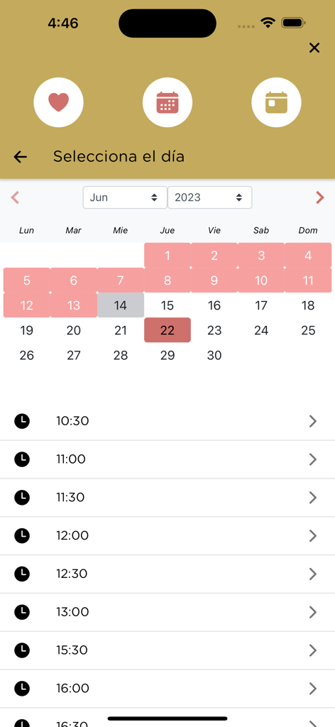 Hello Nails - Buchungsbildschirm der Hello Nails App mit Kalender und verfügbaren Terminen
