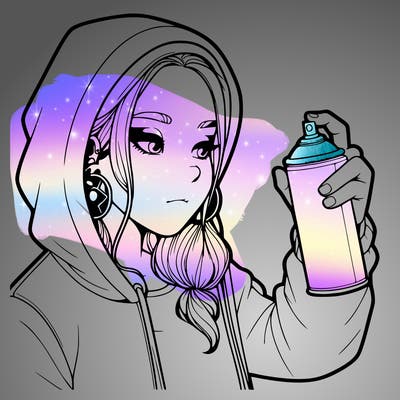 a realistic girl, spray painting