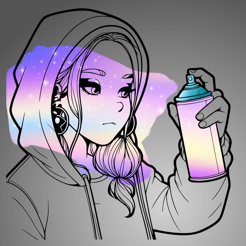 a realistic girl, spray painting