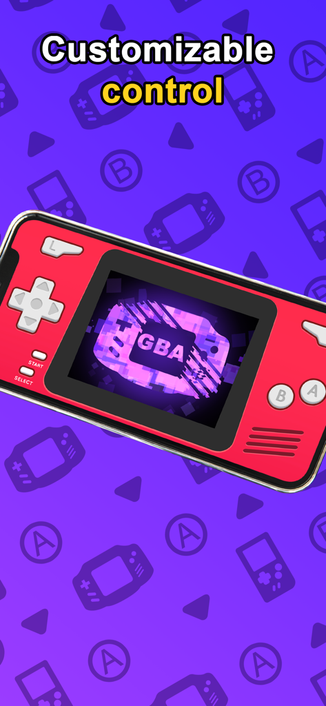 Delplay GBA emulator - Delplay GBA emulator interface showing customizable handheld console controls on an iPhone screen
