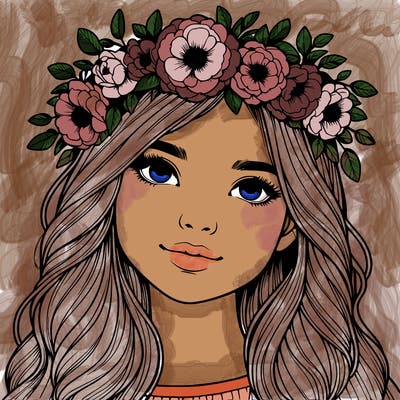 realistic girl with flower crown
