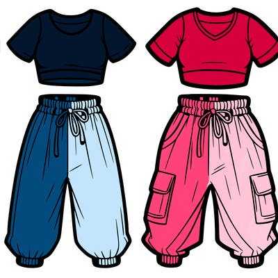 crop top and baggy pants