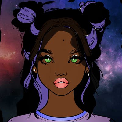 realistic girl with two buns in hair and lips