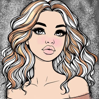 realistic girl with wavy hair and lips