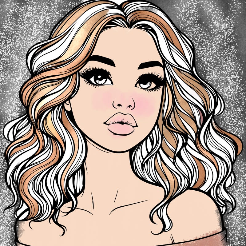 realistic girl with wavy hair and lips